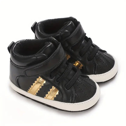 Chaussures bébé garçon montantes, coloris Noir or