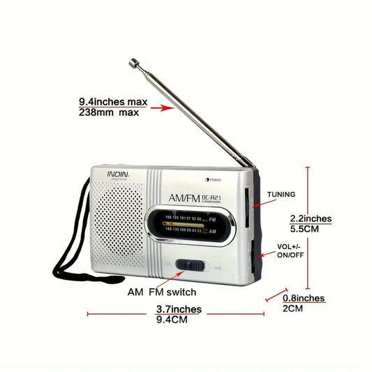 Radio Portable AM/FM avec Antenne Télescopique – Poste Radio de Poche à Piles pour Voyage et Extérieur