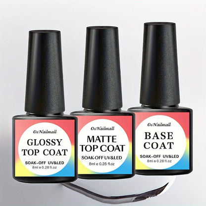 Duo Base Coat & Top Coat UV/LED – Finition Brillante et Tenue Longue Durée pour Vernis Semi-Permanent
