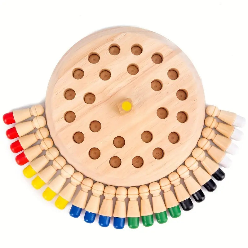 Jeu de Mémoire en Bois Montessori – Plateau avec Pions Colorés & Dé en Couleurs, Ludique et Éducatif