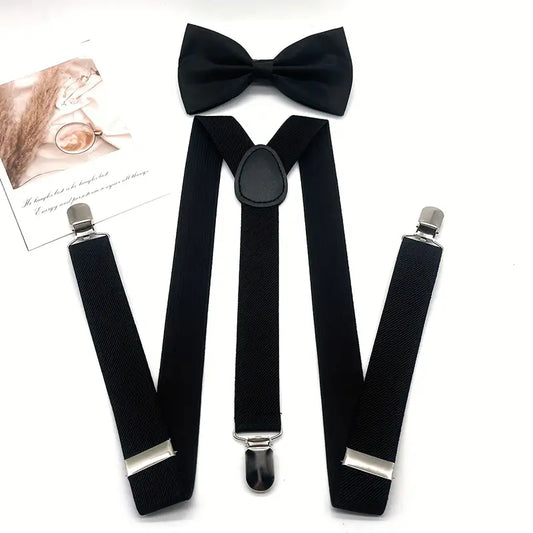 Ensemble bretelles homme avec nœud papillon – Accessoire élégant et ajustable pour mariage, soirée et cérémonie