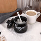 Pot à Sucre en Céramique avec Couvercle et Cuillère – Design Vintage pour Cuisine ou Petit-Déjeuner Chic