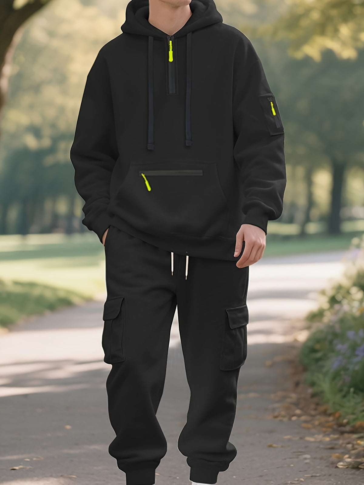 Ensemble décontracté et athlétique à capuche zippée pour homme