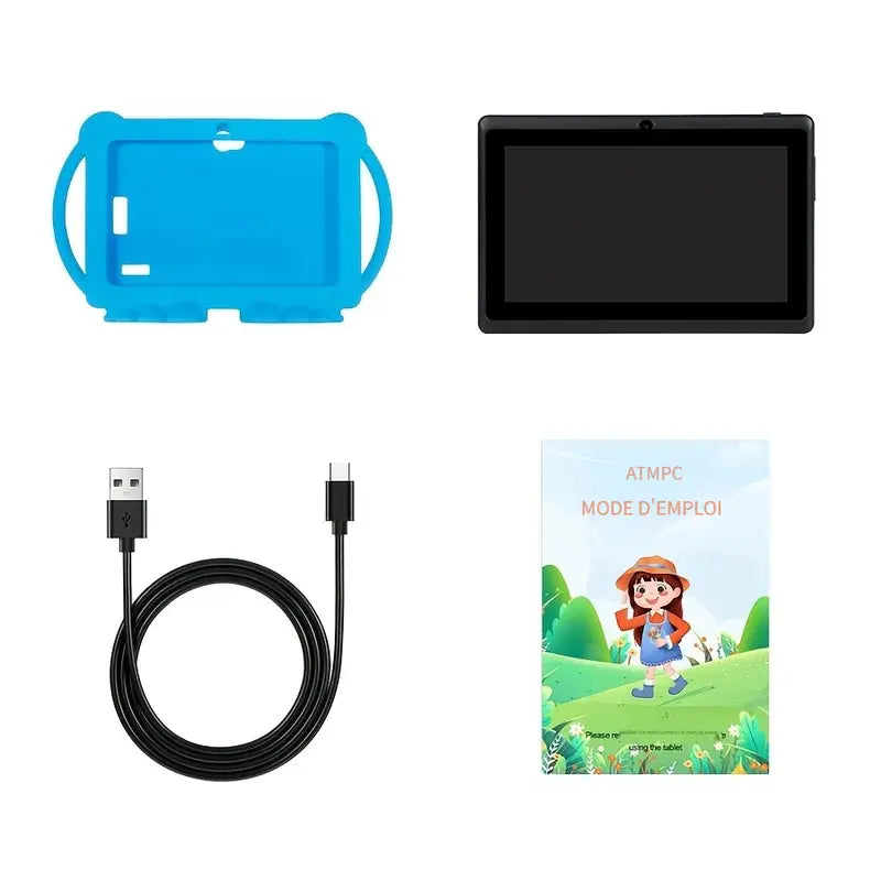 Tablette Éducative pour Enfants avec Coque Silicone Anti-Choc – Écran Tactile et Jeux Vidéo Inclus