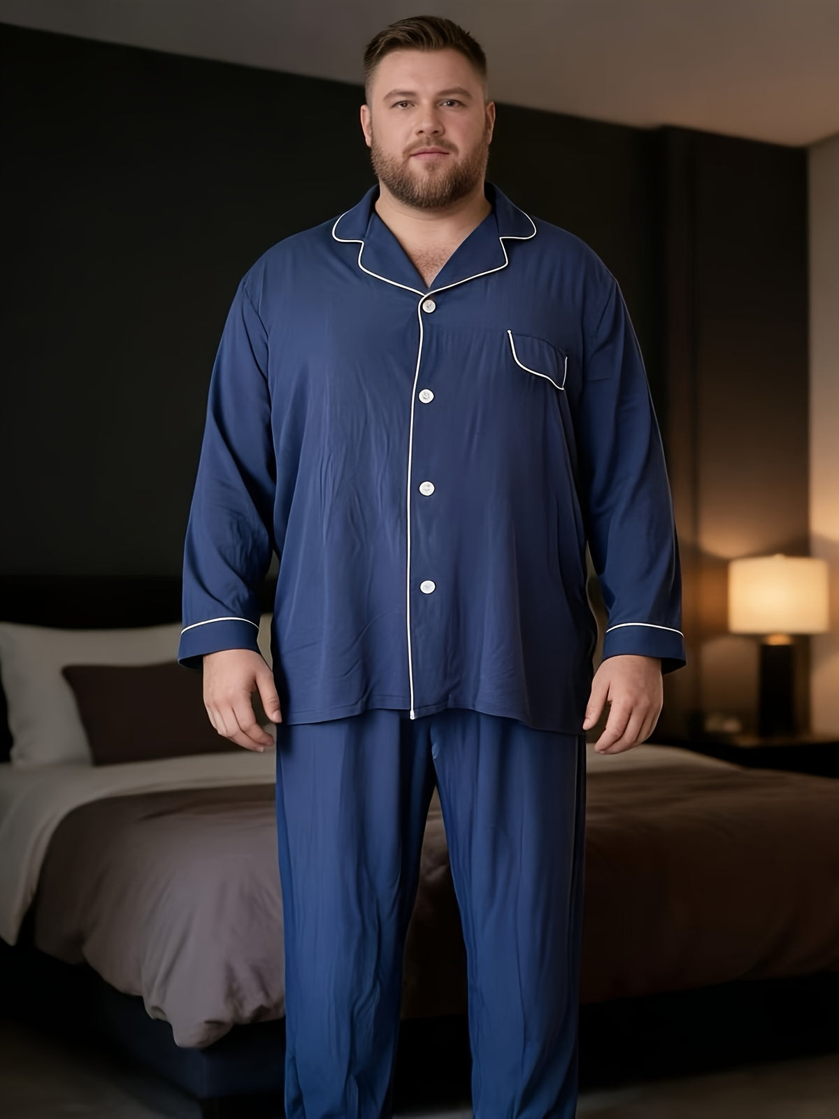 Nouvel ensemble de pyjama pour homme grande taille avec manches