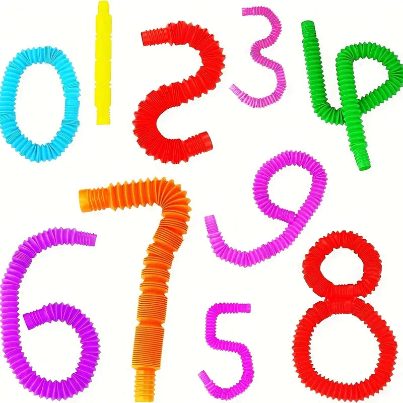 Jouet sensoriel bébé – Tubes colorés flexibles et extensibles pour éveil, motricité et jeux éducatifs