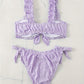 Bikini brodé avec volants – Haut à larges bretelles et culotte nouée ajustable