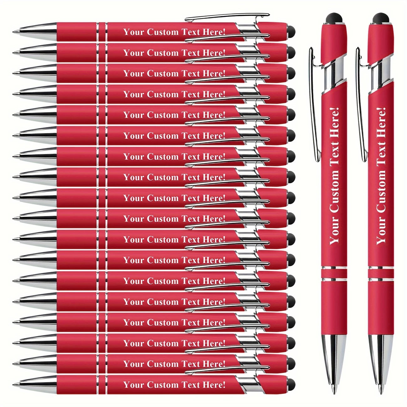 Lot de 20 Stylos Personnalisés avec Texte – Stylo Bille + Stylet Tactile – Idéal Entreprises, Mariages, Événements