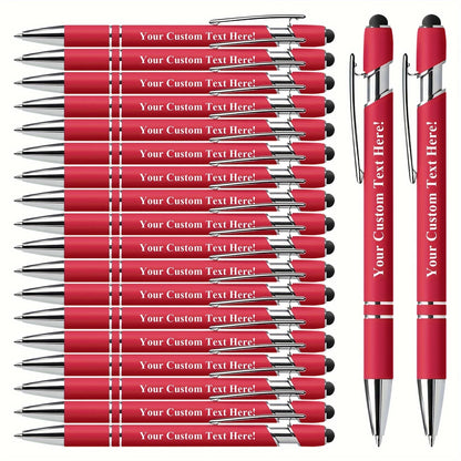 Lot de 20 Stylos Personnalisés avec Texte – Stylo Bille + Stylet Tactile – Idéal Entreprises, Mariages, Événements