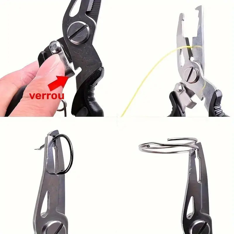 Pince multifonction de pêche en acier inoxydable – Coupe-fil, anneaux et hameçons