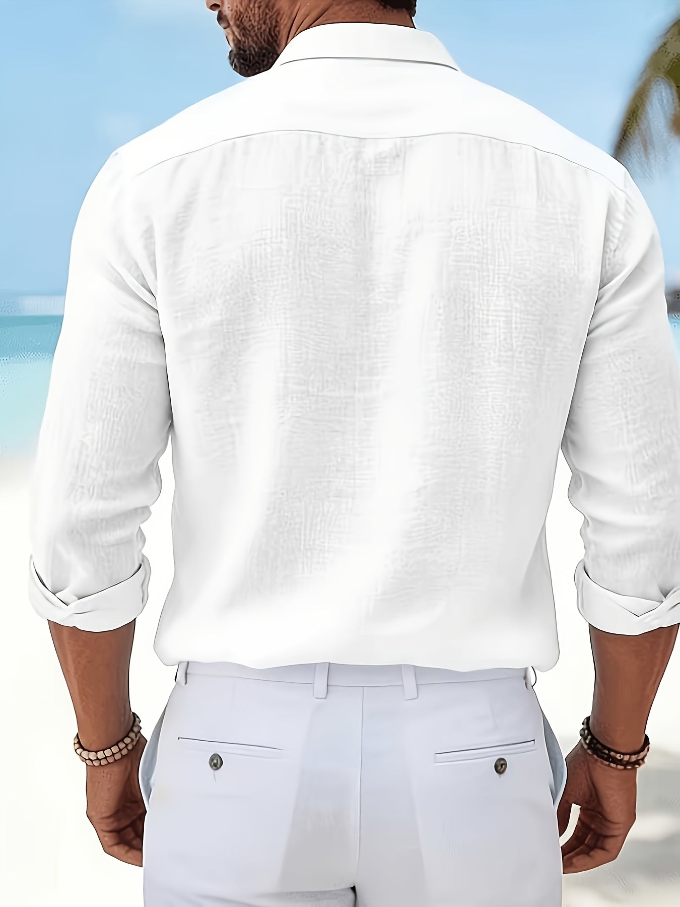 Chemise décontractée unie à boutons pour homme