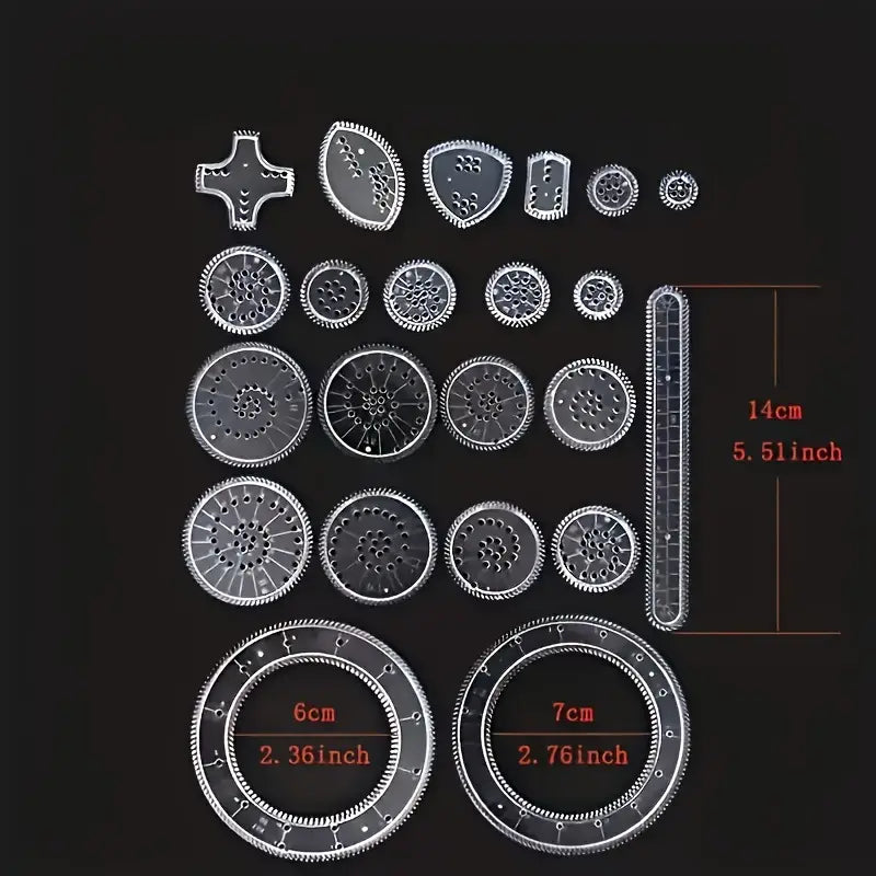 Kit Spirographe Géométrique Transparent – Outil de Dessin Créatif pour Mandalas, Motifs et Spirales Artistiques