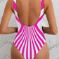 Maillot de bain une pièce illusion optique – Effet ventre plat et look rétro chic