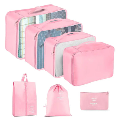 Set de 7 organiseurs de voyage Rangement pratique pour valises, coloris Rose
