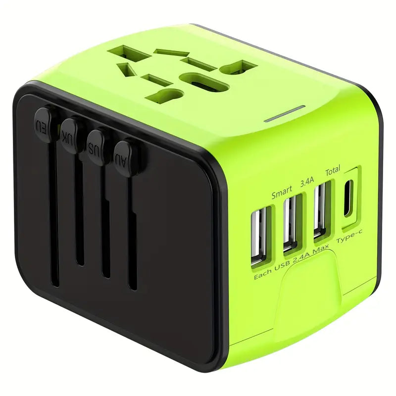 Adaptateur de Voyage Universel avec USB & USB-C – Chargeur Multi-Prises International pour 150+ Pays