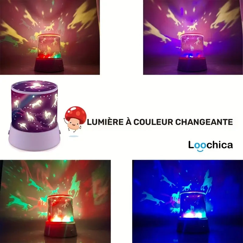 Veilleuse Projecteur Licorne pour Chambre Bébé – Lampe de Nuit Magique avec Projection Étoilée