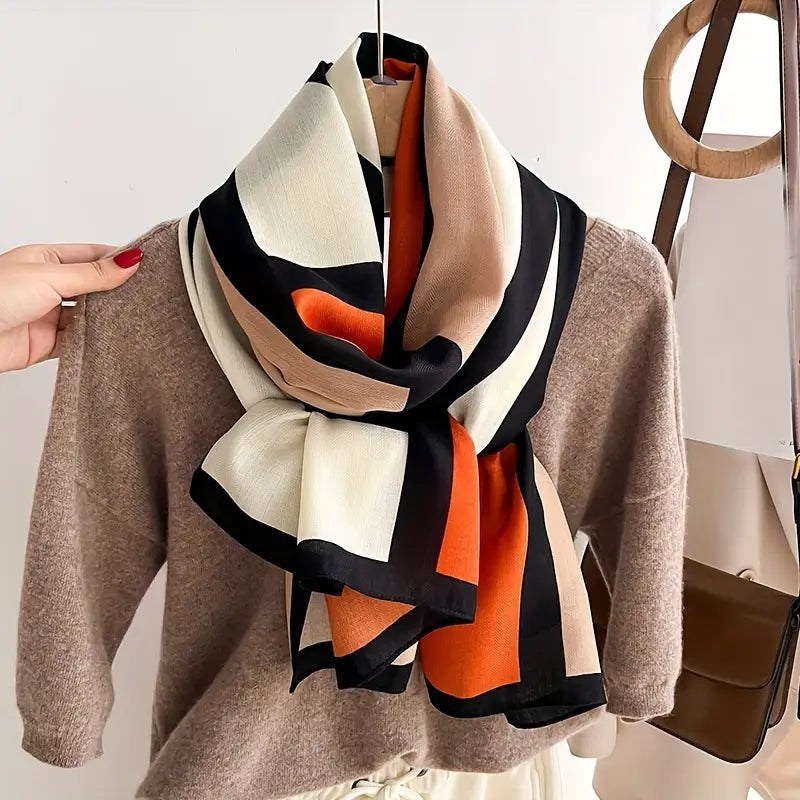 Écharpe femme élégante motif géométrique – Châle léger chic pour toutes saisons