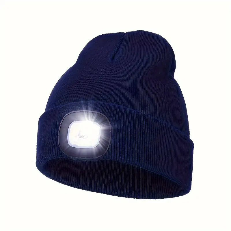Bonnet homme LED rechargeable jaune fluo – Bonnet lumineux de sécurité pour sport et plein air