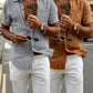 Lot de 2 chemises Henley à manches courtes en lin pour homme