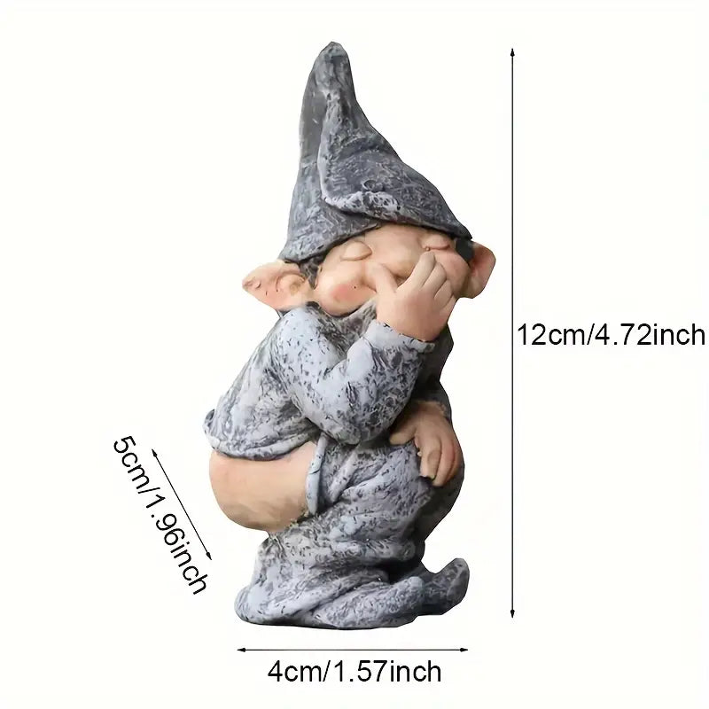 Statue nain de jardin humoristique en résine – Sculpture déco originale pour extérieur