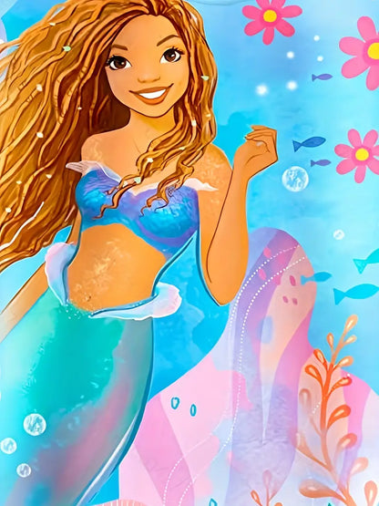 Maillot de bain fille une pièce motif sirène princesse – Bleu océan avec bretelles fines