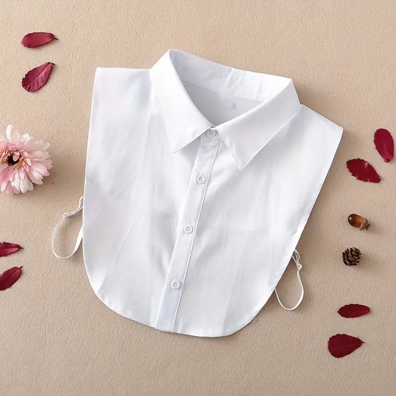 Faux col femme chemise classique – Col amovible élégant en coton, blanc, gris, bleu clair et marine