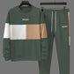 Ensemble de sport homme – Sweat et pantalon jogging – Design color block bleu, beige et blanc