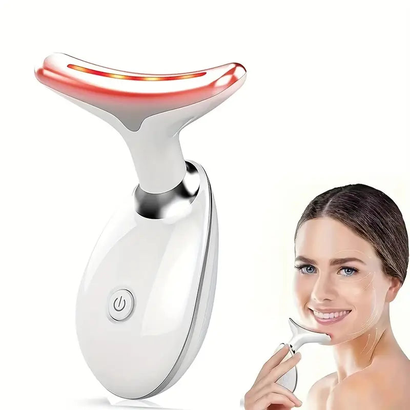 Masseur Électrique Visage Chauffant – Raffermissant Cou & Menton avec Lumière LED Anti-Âge