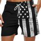 Shorts d'été homme – Motif de drapeau, coloris Noir