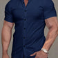 Chemise élégante et décontractée à manches courtes, coloris Bleu marine