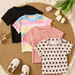 T-shirt Fille Côtelé Manches Courtes – Hauts Enfant Confortables et Tendance en Lot Multicolore