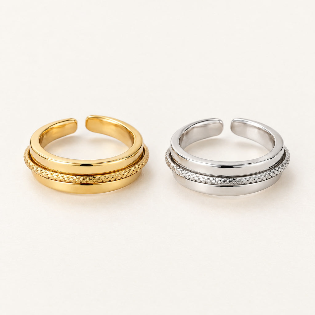 Bague Anti-Stress Ajustable Femme – Bijou Fidget Rotatif Doré ou Argenté