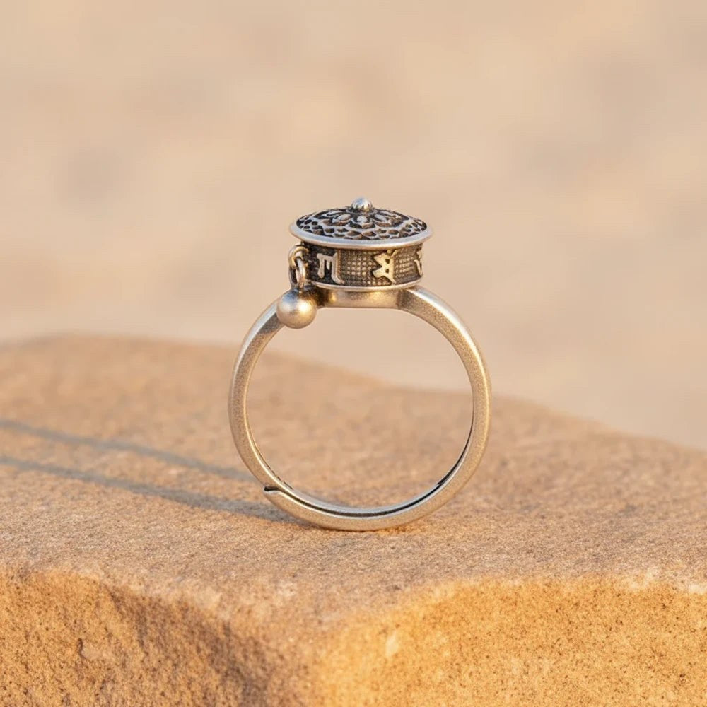 Bague Fleur de Lotus à Roue Tournante, Taille Ajustable, Bijou Porte-Bonheur