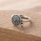 Bague Fleur de Lotus à Roue Tournante, Taille Ajustable, Bijou Porte-Bonheur