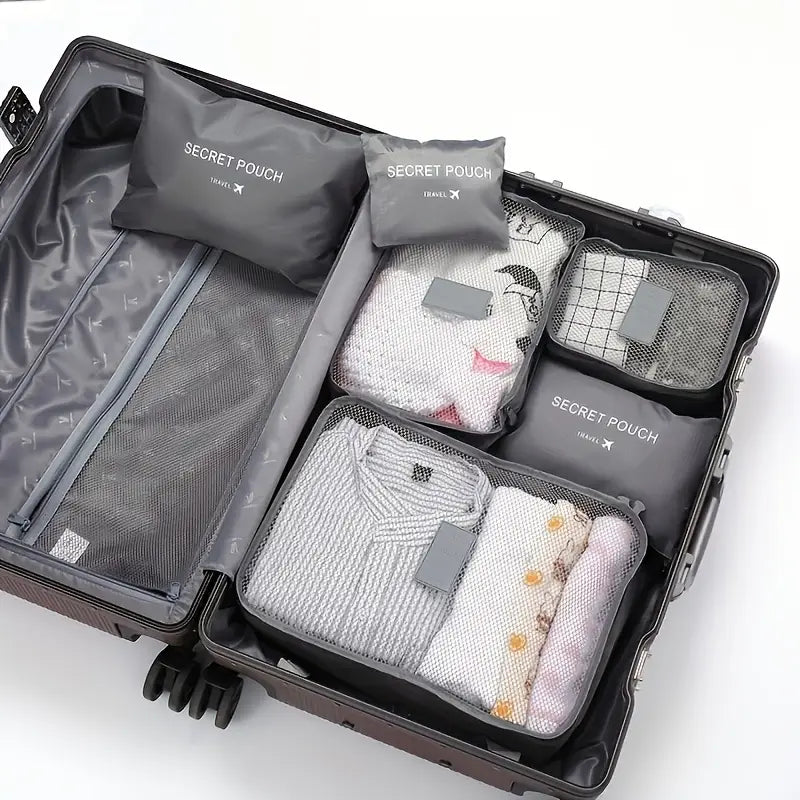 Set de pochettes de voyage 6 pièces Organisateurs valise imperméables pour vêtements et cosmétiques