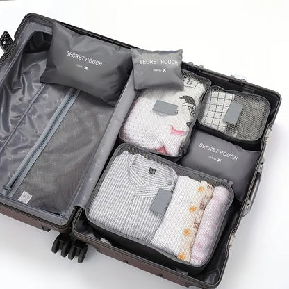 Set de pochettes de voyage 6 pièces Organisateurs valise imperméables pour vêtements et cosmétiques