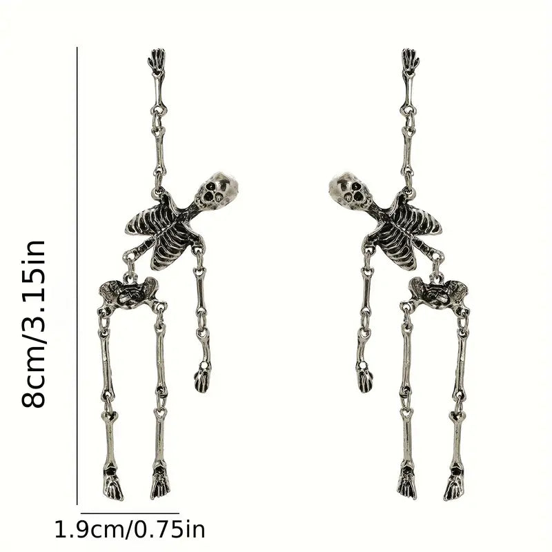 Boucles d’oreilles squelette articulé – Accessoire Halloween gothique tendance