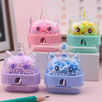 Taille-Crayon Bébé avec Réservoir Transparent – Taille-Crayons Mignon Rose à Double Trou pour École et Papeterie