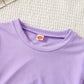T-shirt fille violet avec imprimé cœurs blancs – Style tendance et mignon