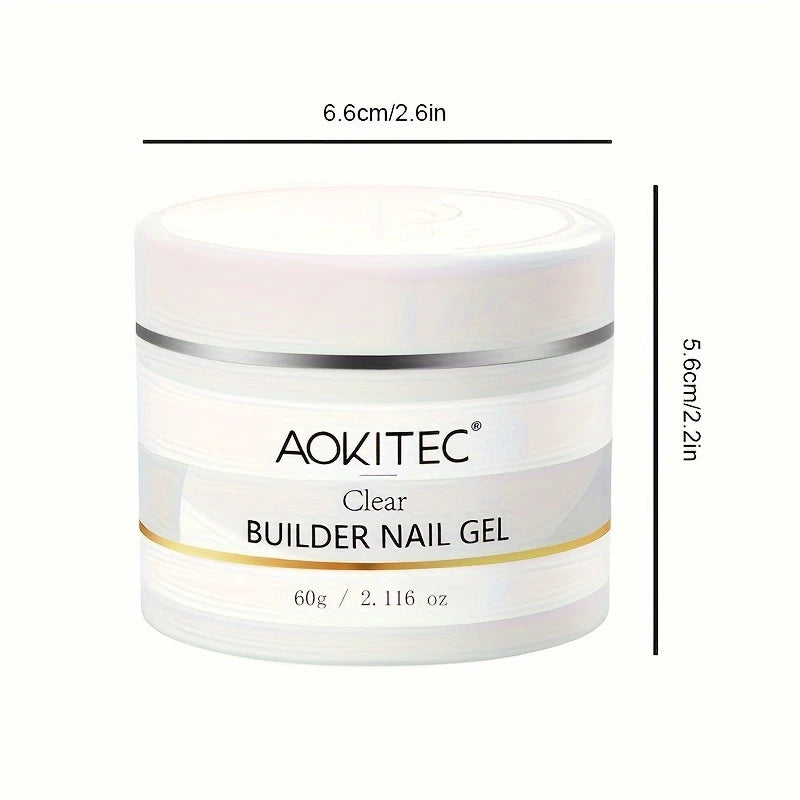 Gel de Construction Ongles Transparent AOKITEC 60g – Builder Gel Professionnel pour Extensions et Renforcement