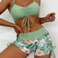 Short de bain floral taille haute pour femme – Coupe galbante et imprimé tropical, parfait pour l’été