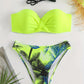Bas de Bikini Femme Tropical – Taille Basse Imprimé Feuilles, Look Estival et Coloré