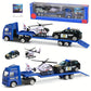 Camion Porteur Police avec Hélicoptère et Voiture – Coffret Jouet Transport de Police