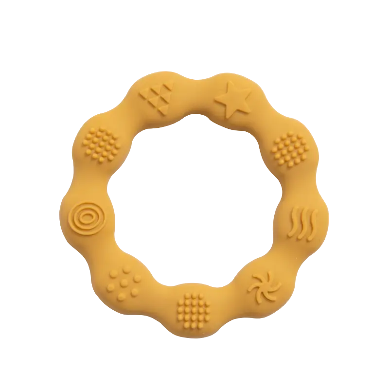 Anneaux sensoriels bébé en silicone – Jouets d’éveil colorés à textures variées pour motricité et dentition