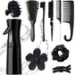 Kit Accessoires Cheveux 11-en-1 – Brosses, Peignes, Vaporisateur, Clips & Massage Cuir Chevelu