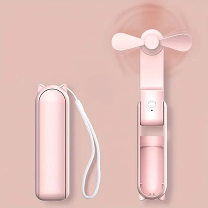 Mini Ventilateur USB Portable Pliable – Design Oreilles de Chat, Rechargeable et Silencieux