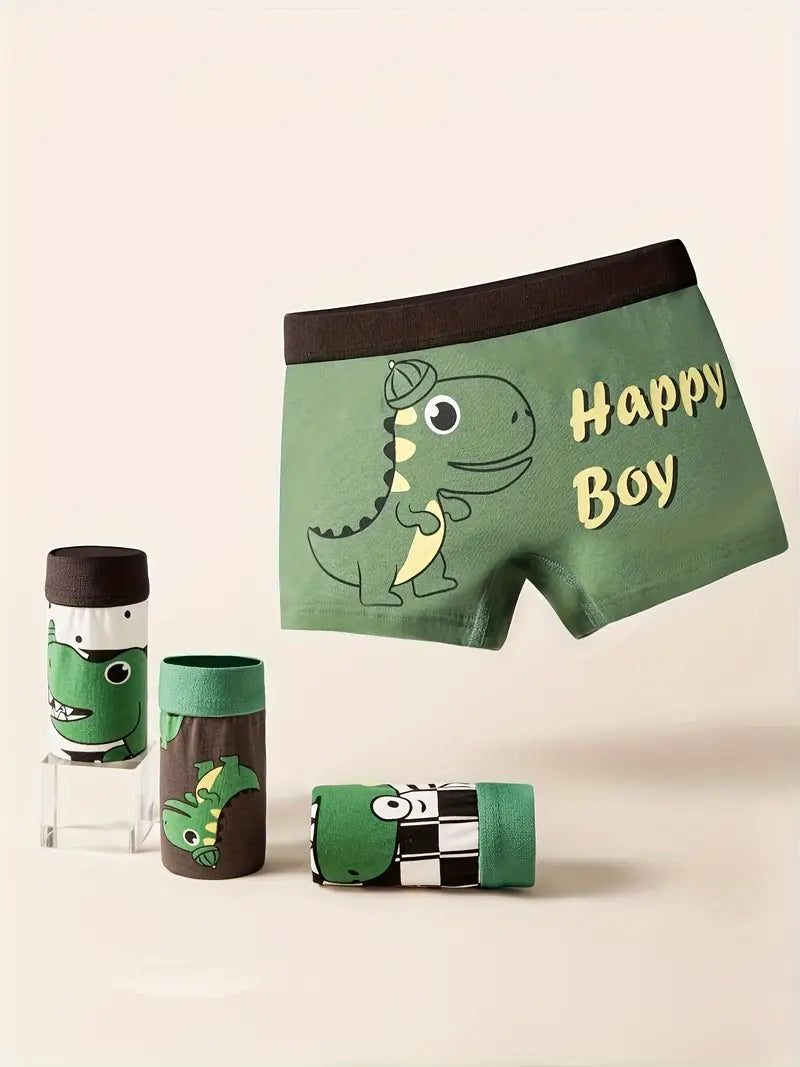Boxers Enfant Garçon Motif Dinosaure – Sous-vêtements Coton Confortables et Colorés