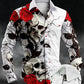 Chemise fantaisie homme – Motif crâne et roses rouges, Style gothique tendance et original