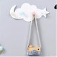 Patère murale nuage et étoiles pour chambre bébé – Porte-manteau décoratif bois pastel