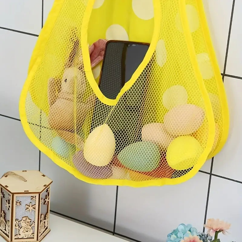 Filet de Rangement Bain Bébé Motif Canard Jaune – Organisateur Suspendu pour Jouets de Bain